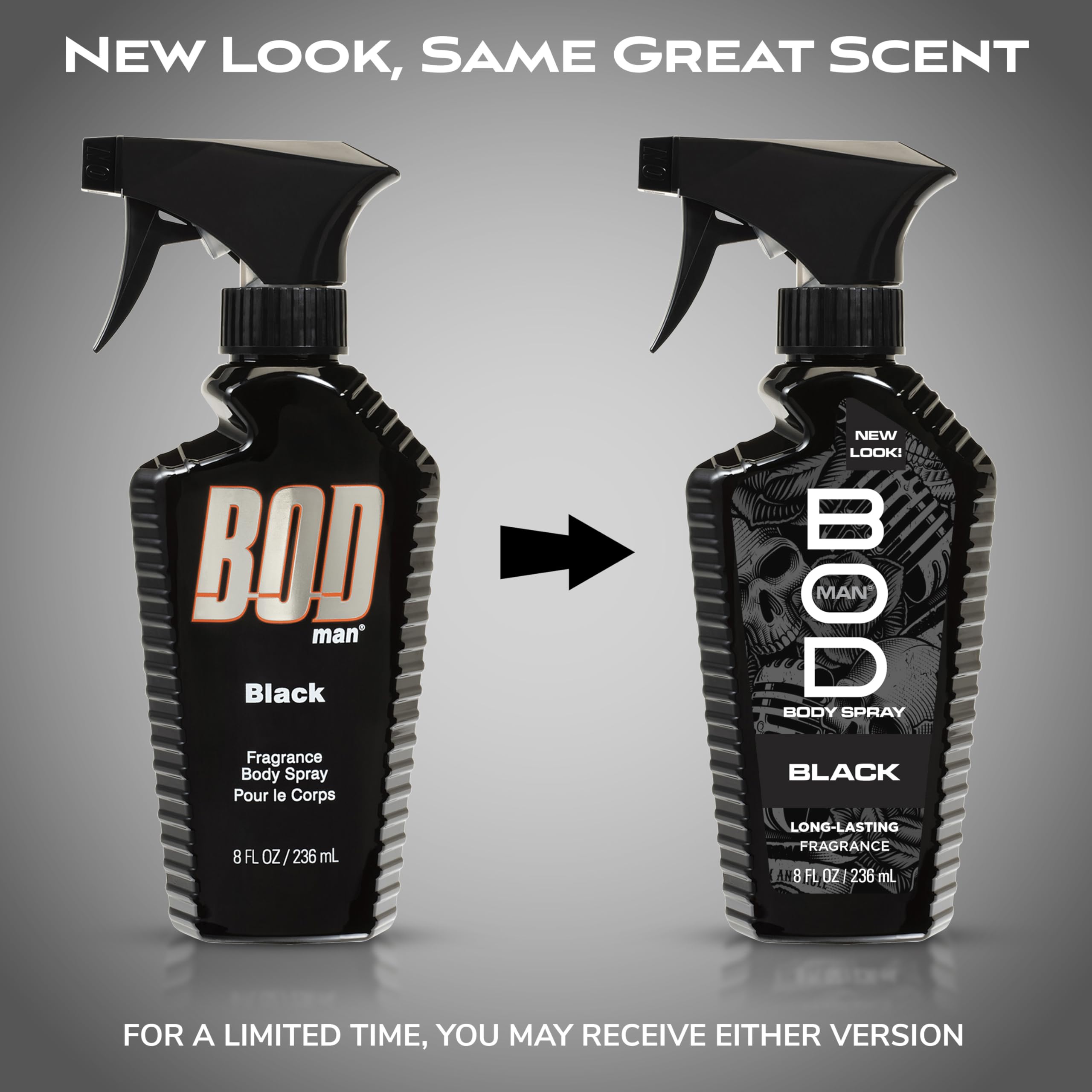 Authentic USA imported BOD Man Black masculine body spray twin pack