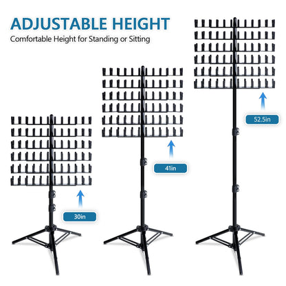 Double sided vertical hair separator stand showcasing pre-separated braiding hair extensions cleanly organized.