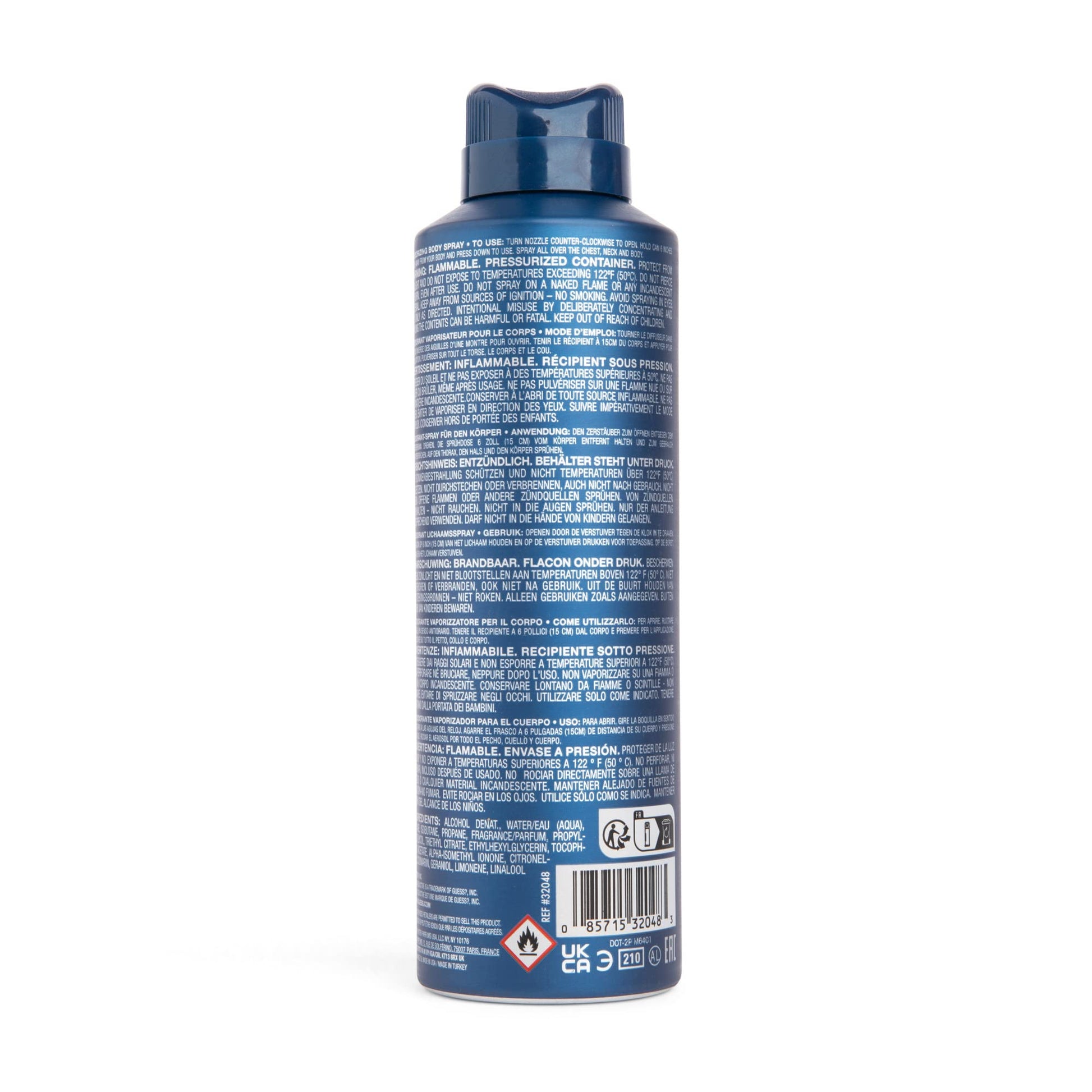 Full product display of Guess Seductive Homme Blue 6 Ounce fragrance spray emphasizing the iconic fashion brand logo