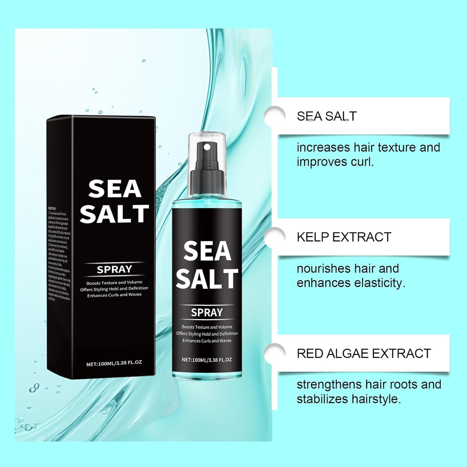 Vellasio Satinox sea salt spray label details
