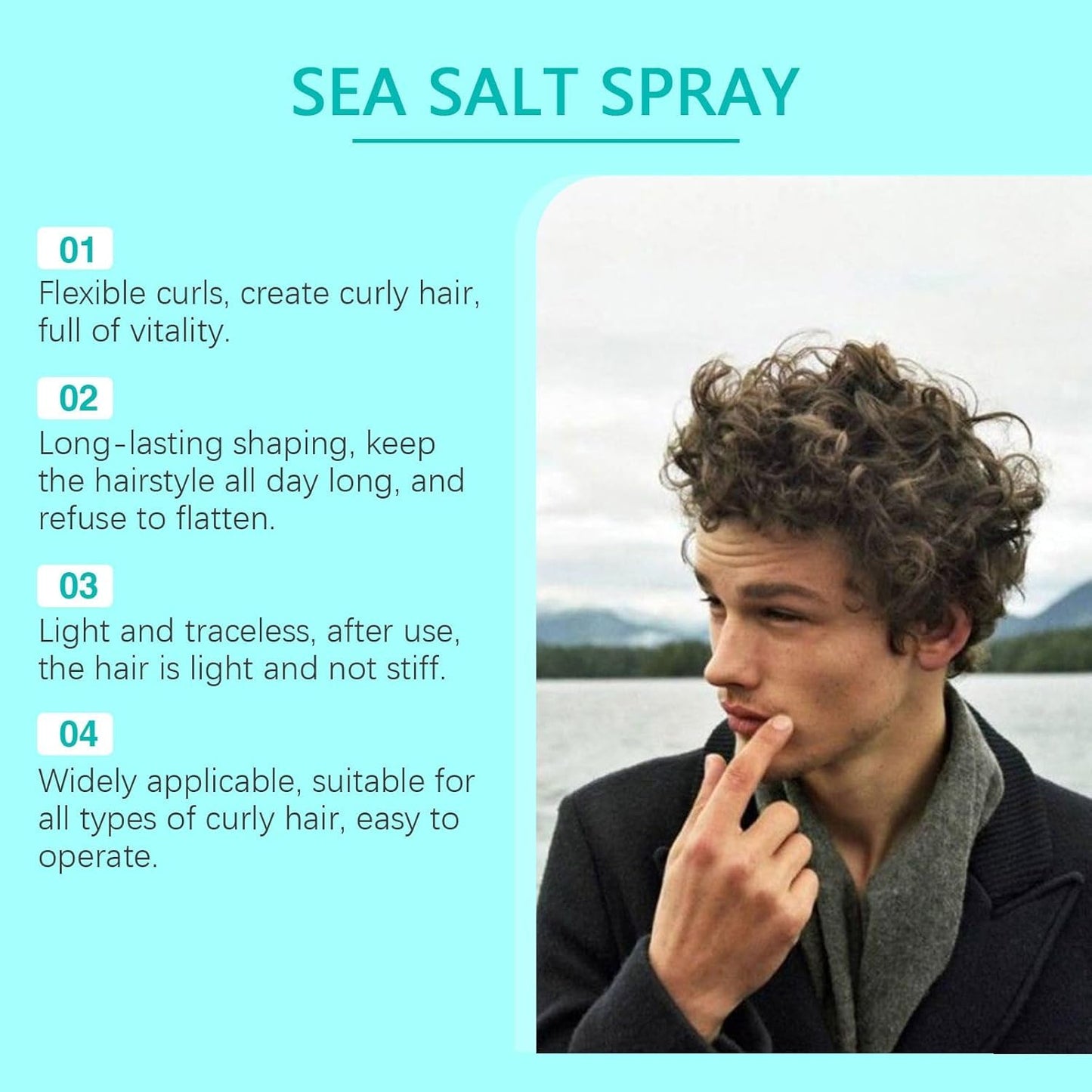 Close up of Vellasio sea salt hair mist bottle