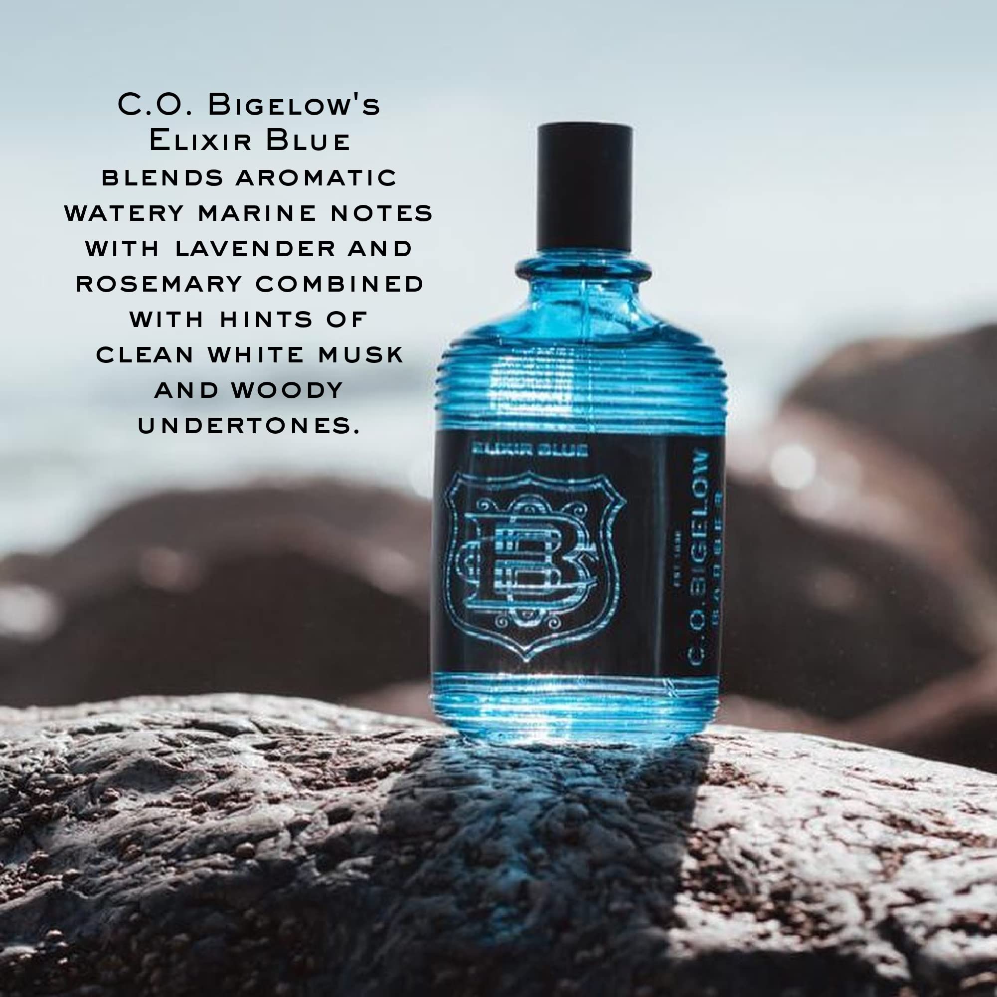 C.O. Bigelow Elixir Blue fragrance packaging
