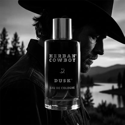 Authentic Herban Cowboy Dusk cologne label detail