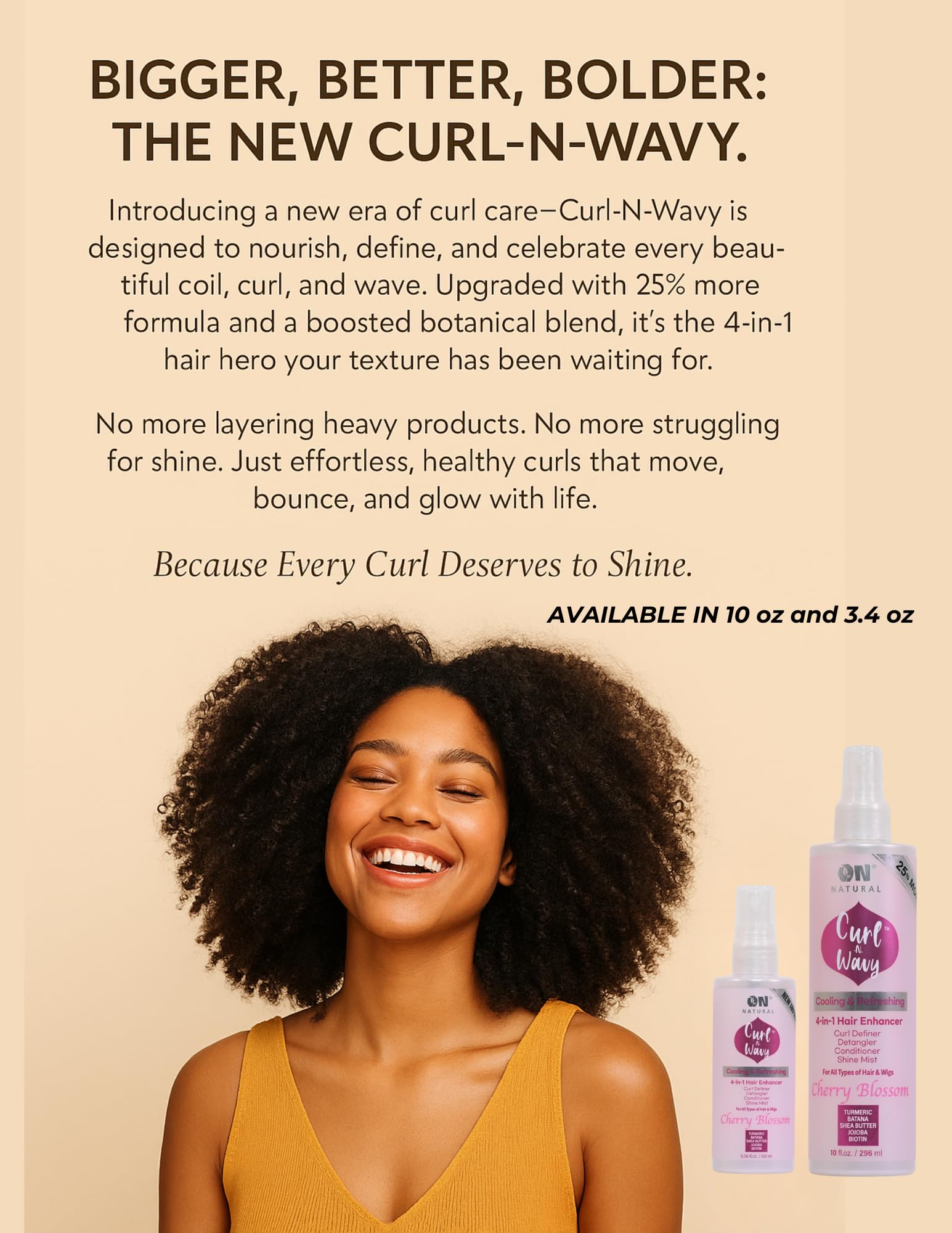 On Natural hair care product for wavy hair texture
