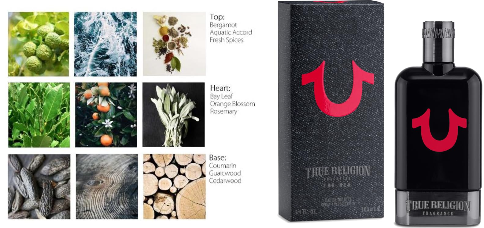 True Religion for Men 3.4 fluid ounce fragrance bottle