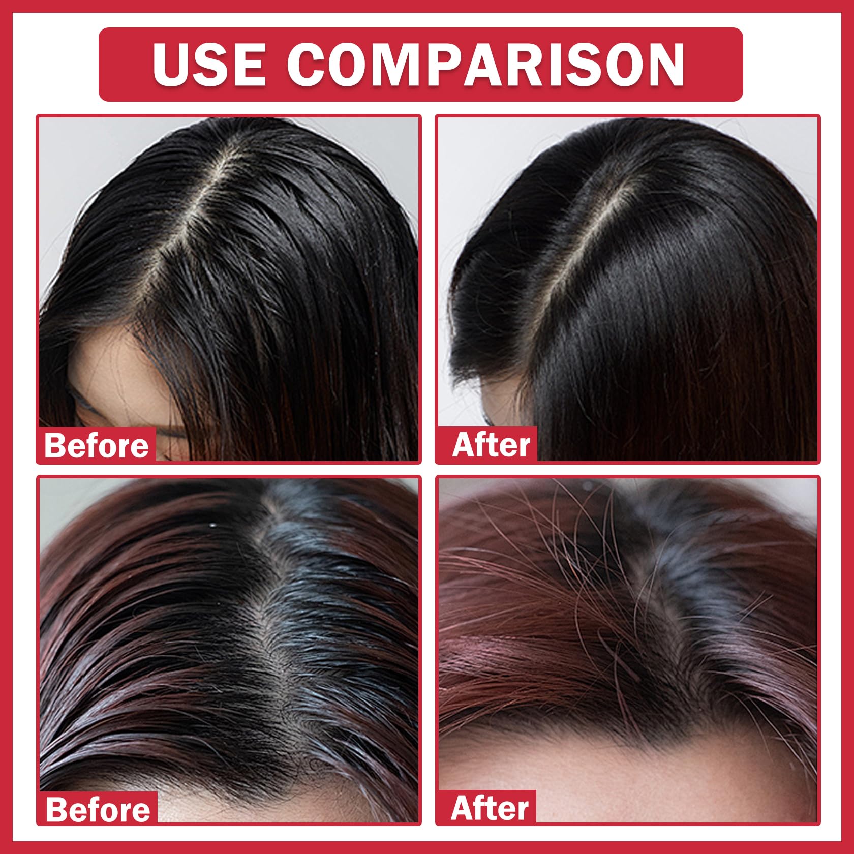 POPOTIM volumizing hair dust bottle showing detailed application instructions for men and women