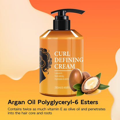 Close up of YJLYQF curl defining cream label and benefits