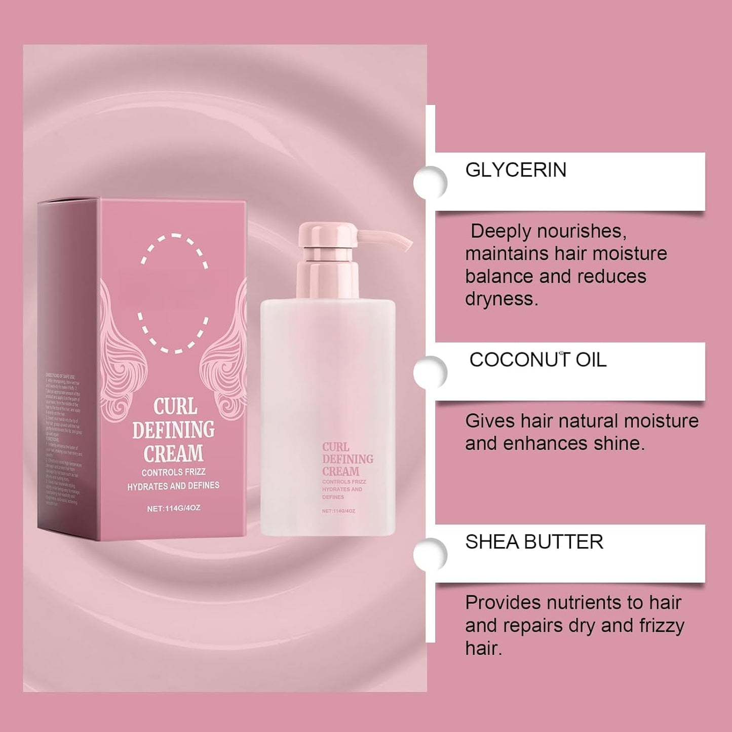 Side profile of Grospe curl cream 114 grams bottle