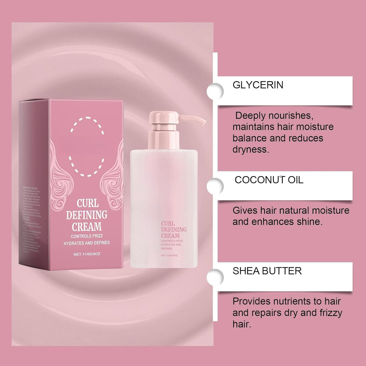 Side profile of Grospe curl cream 114 grams bottle