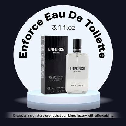 PB ParfumsBelcam Enforce Homme 3.4 Fluid Ounce packaging and spray bottle cap details