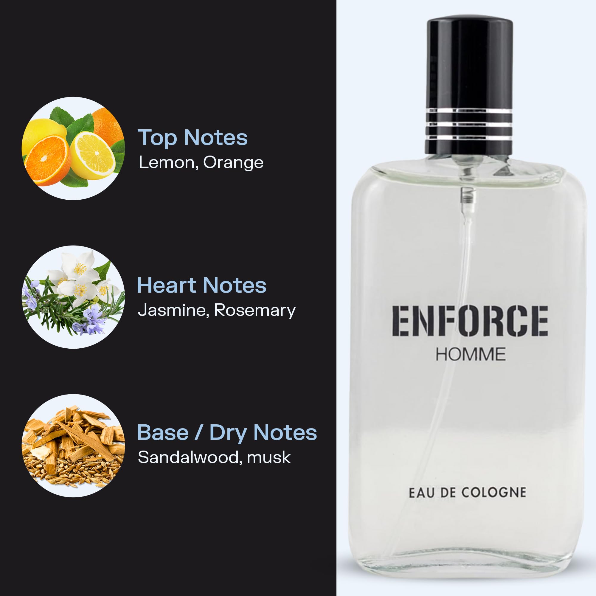 Authentic imported PB ParfumsBelcam Enforce Homme men fragrance bottle displaying liquid color
