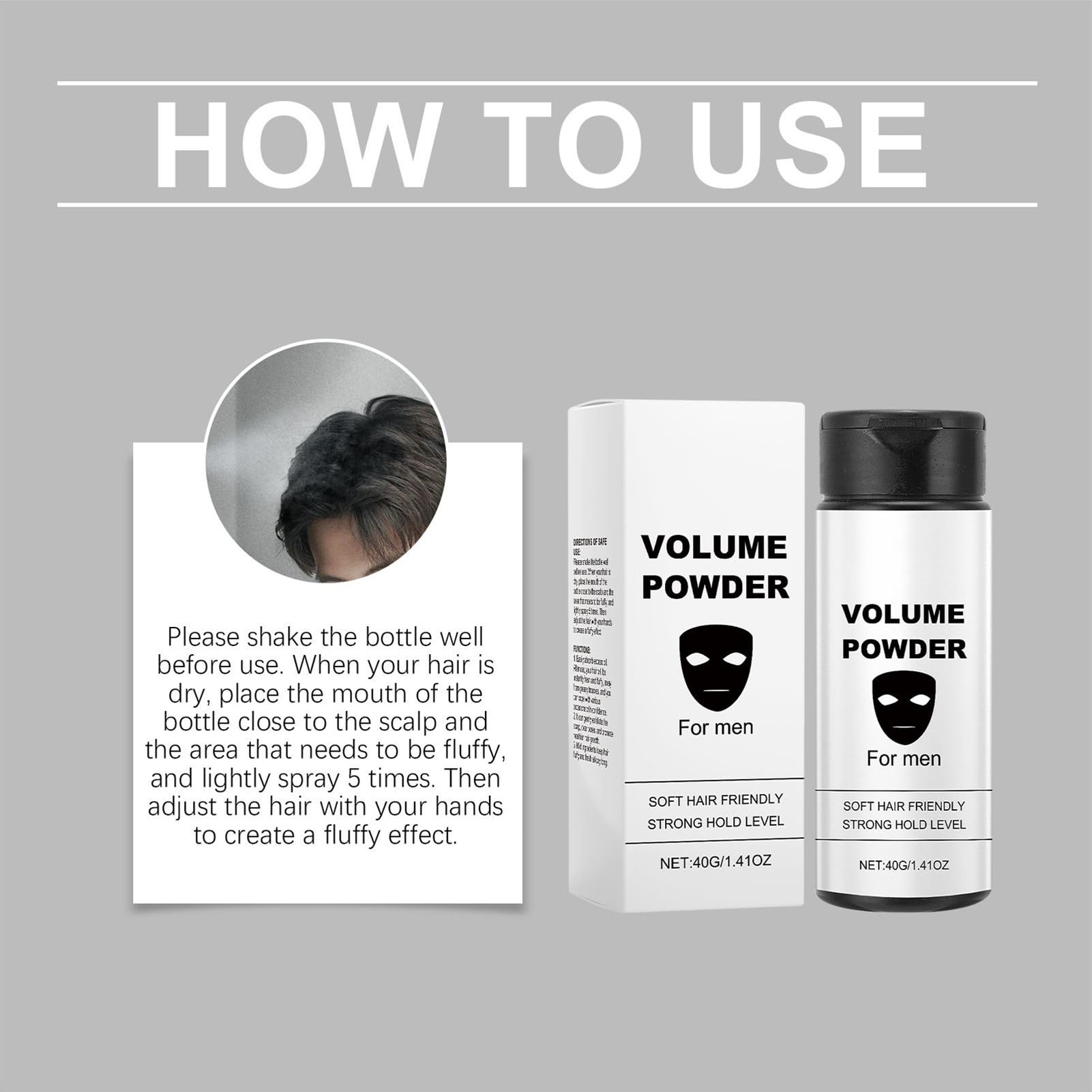 Lightweight hair styling powder texture close up