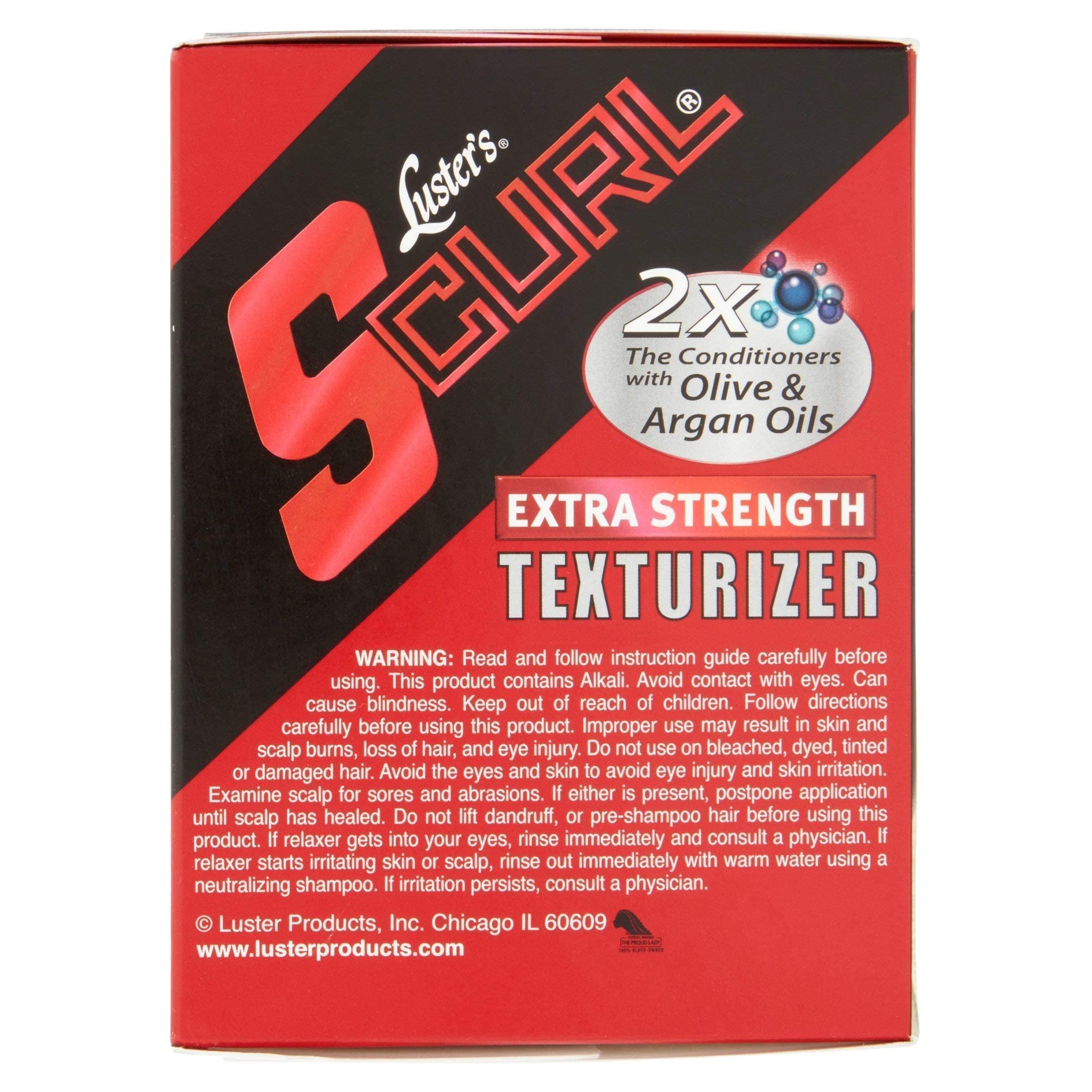 Luster's SCurl Comb Thru box side panel detailing double blend conditioning oil features