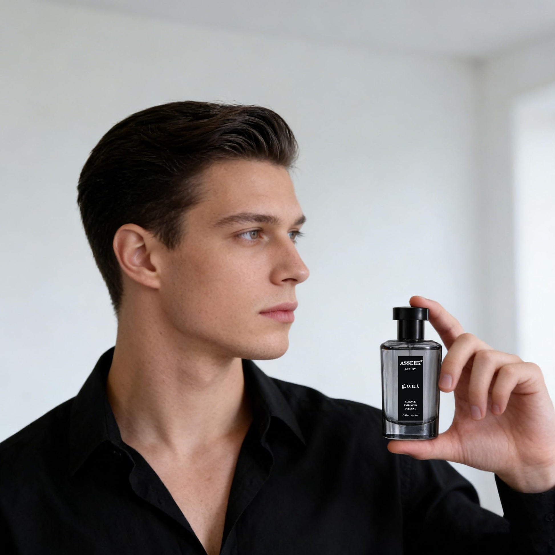 Side profile of Asseek G.O.A.T cologne 2.82 fluid ounce