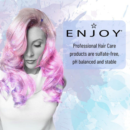 Enjoy Stimulator fine hair thinning treatment bottle back view with ingredients list