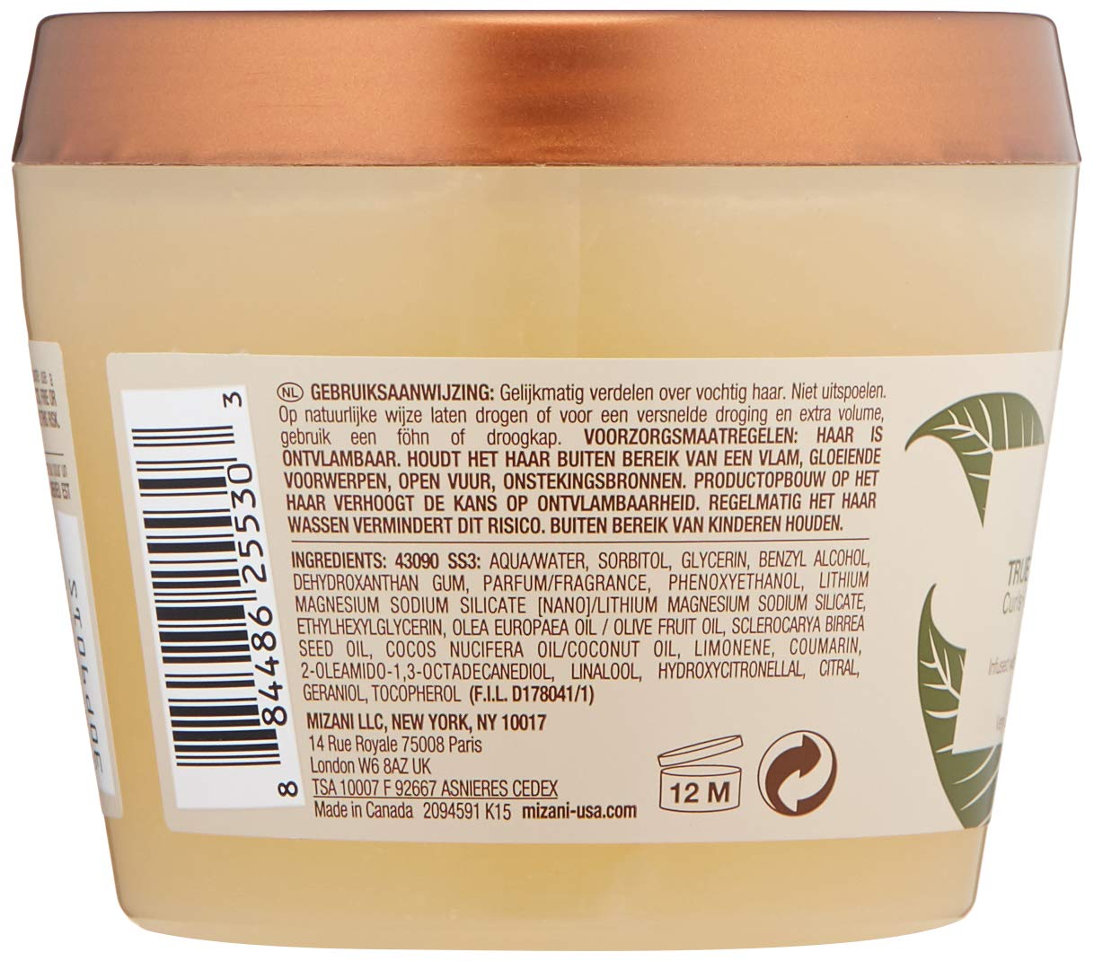 Mizani True Textures styling jelly jar displaying the authentic USA imported label for textured hair care