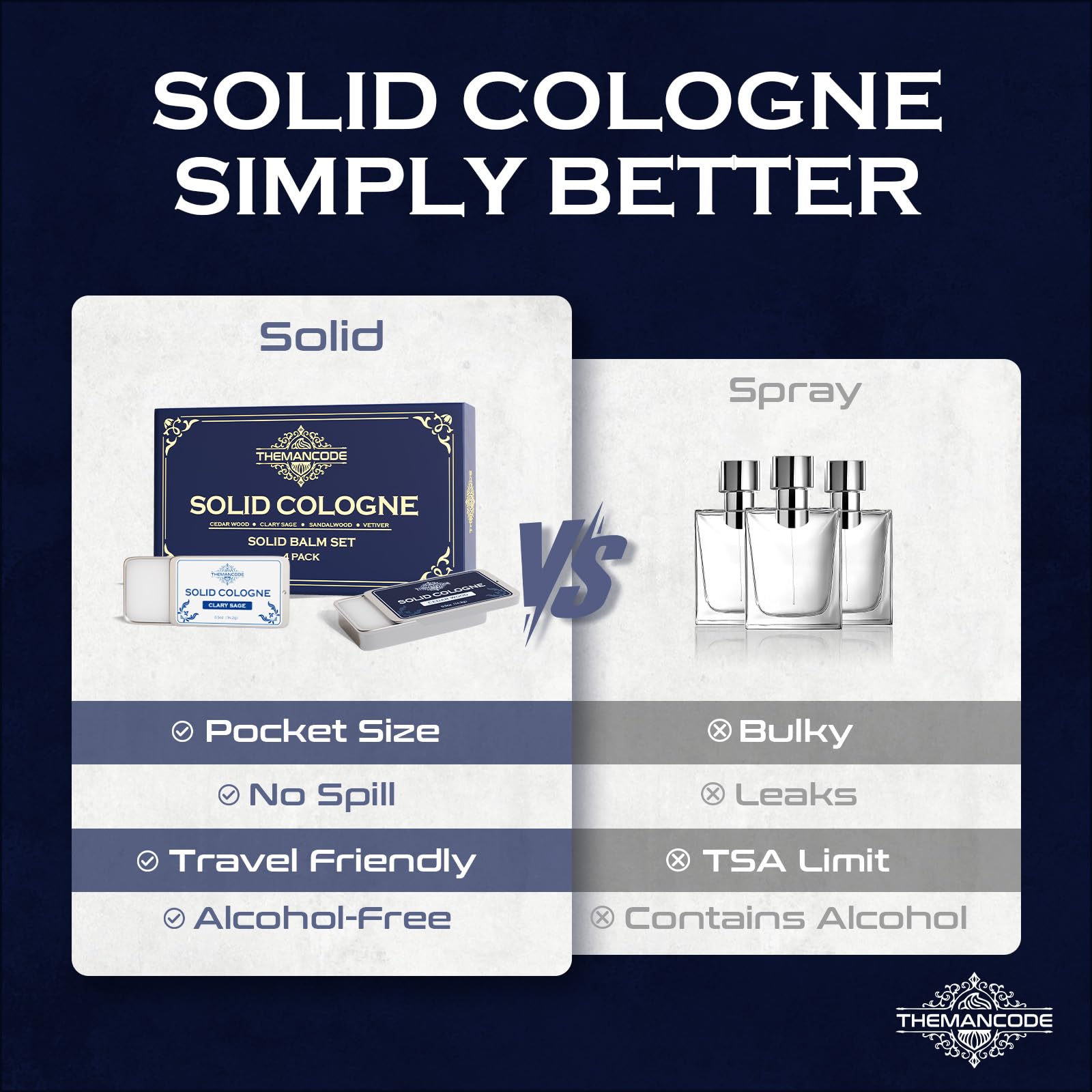 Cedarwood and sage solid cologne grooming kit