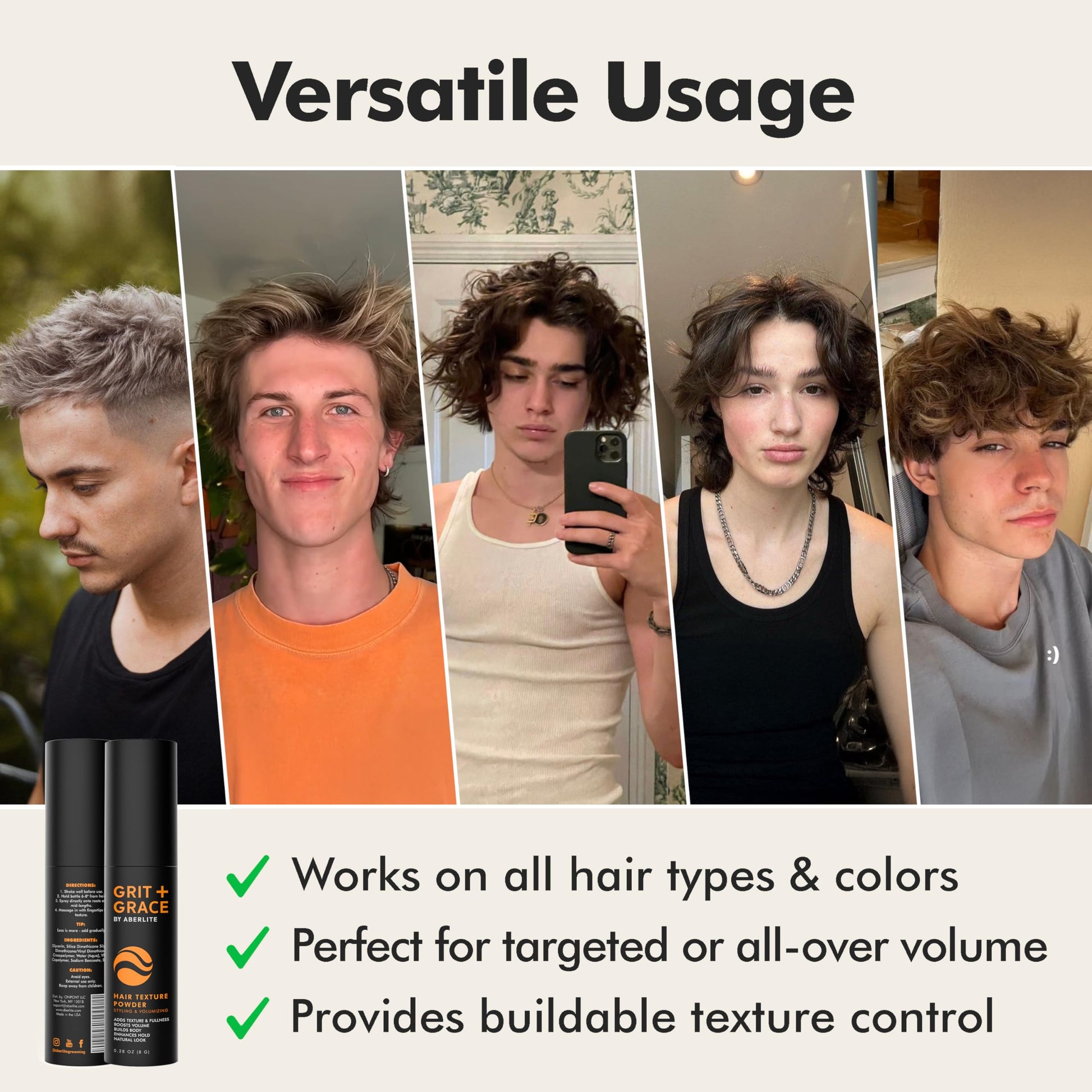 Aberlite premium hair texturizer bottle styling presentation