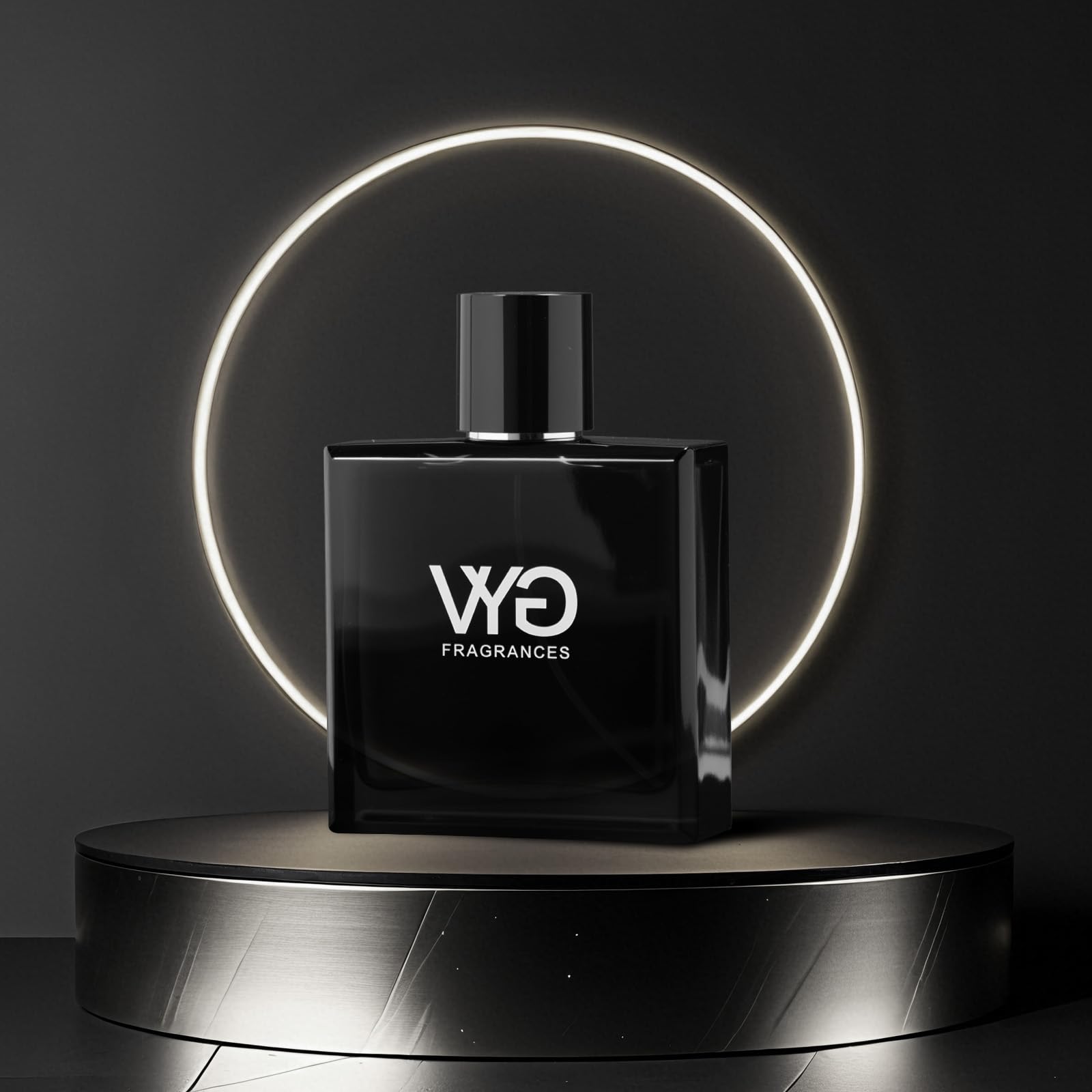 Side profile of Vyg Pheromone perfume bottle for men