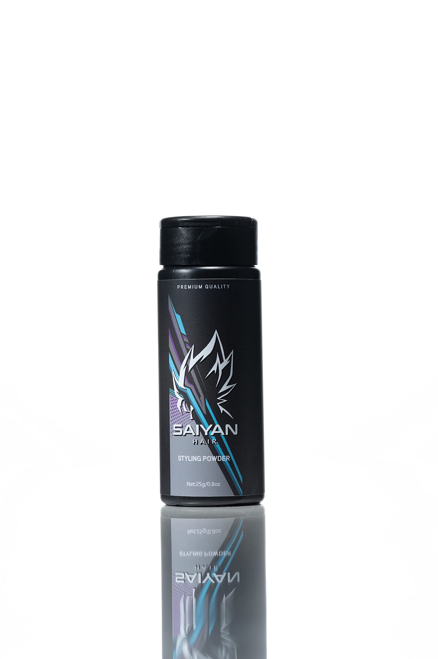 Matte finish hair volumizing powder bottle showing product details