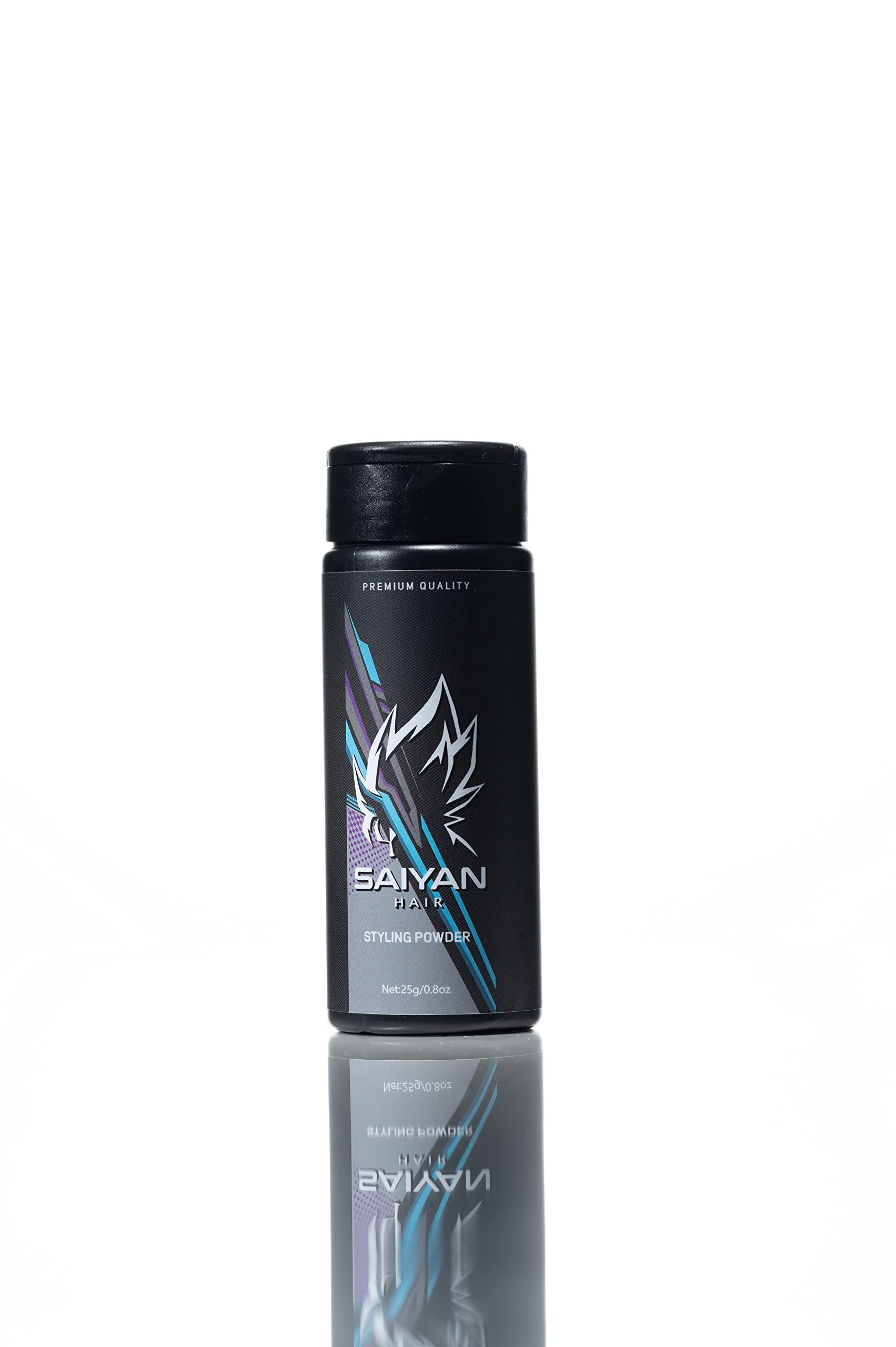 Matte finish hair volumizing powder bottle showing product details