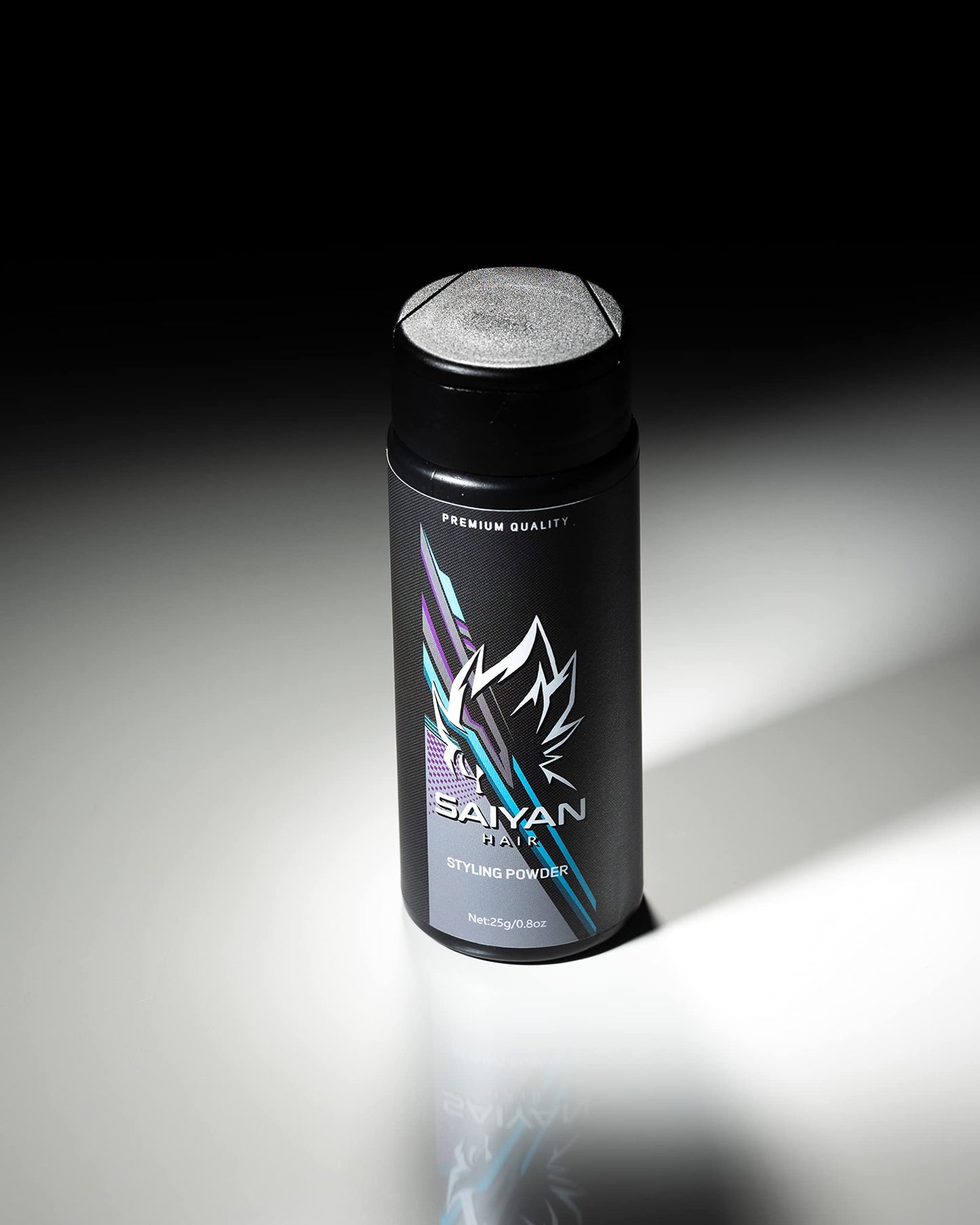 Premium clear finish styling powder container for root lifting