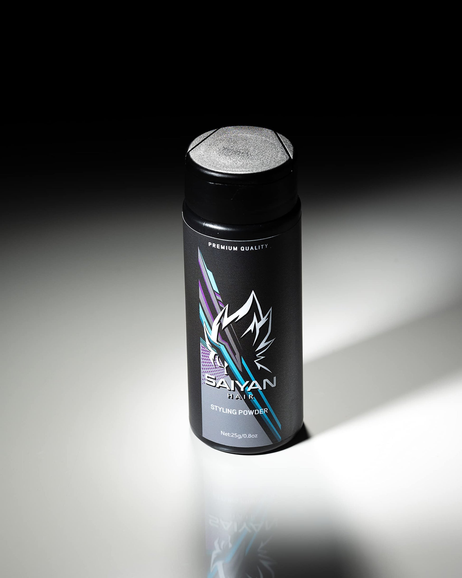 Premium clear finish styling powder container for root lifting