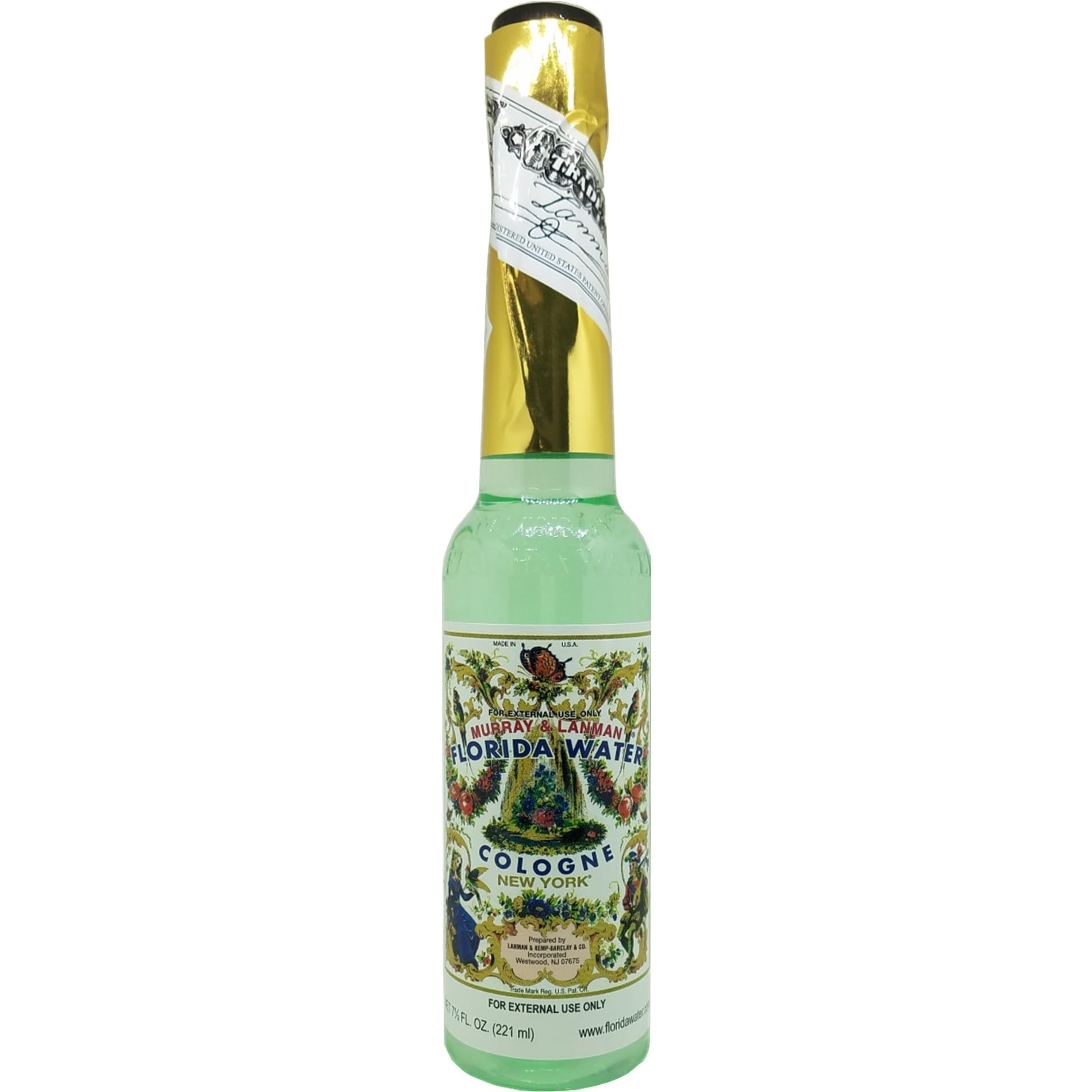Six travel size bottles of Murray And Lanman Florida Water Cologne showcase