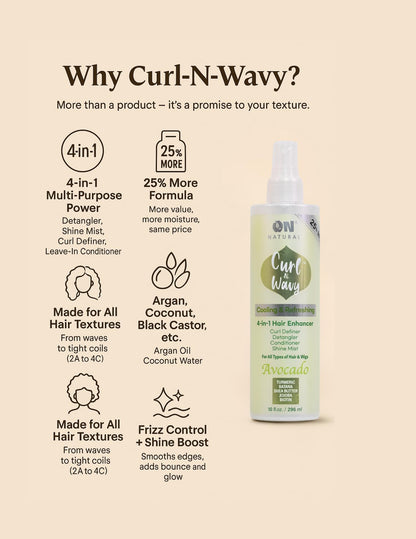 Side profile of On Natural curl defining mist bottle