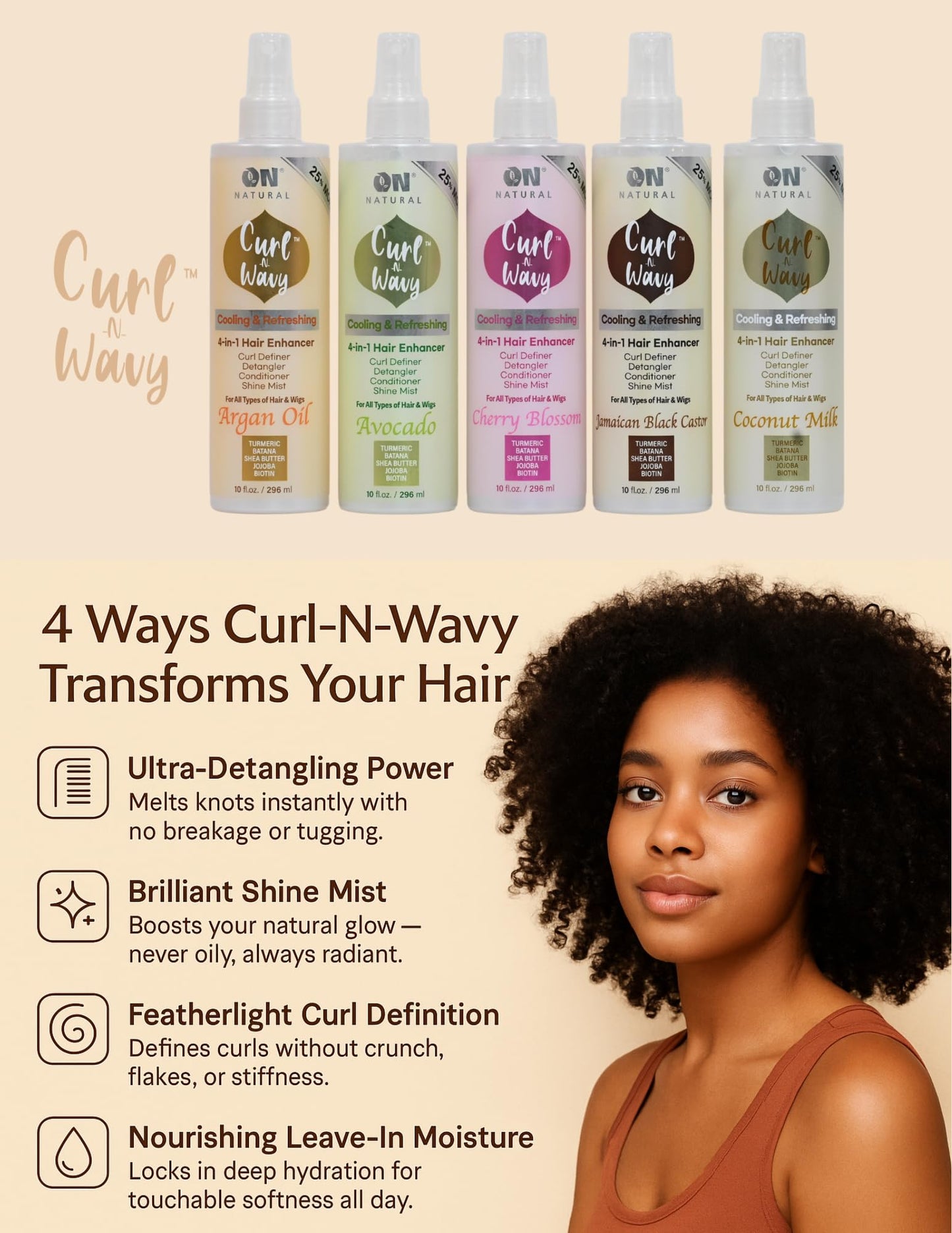 Detailed product label for On Natural Cherry Blossom hair enhancer