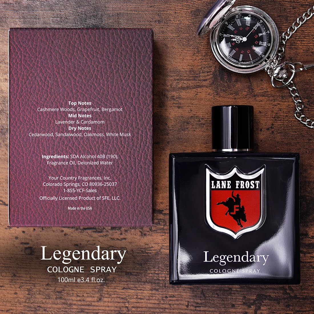 Authentic Lane Frost Legendary Cologne spray bottle packaging
