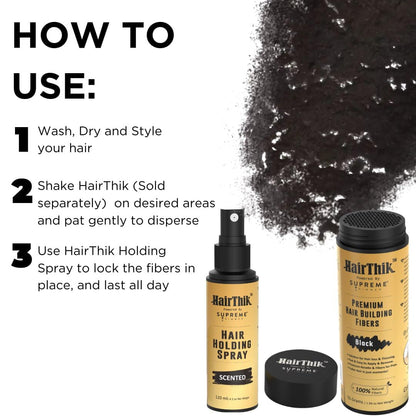 Professional hair texturizer and keratin fiber locking spray bottle detailing