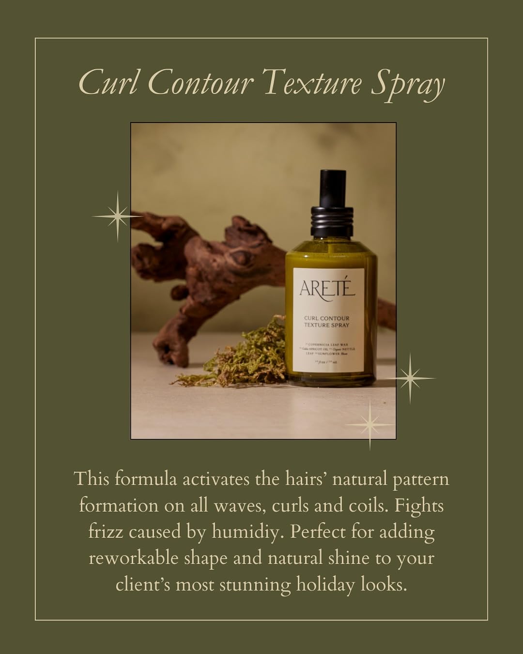 Areté curl activating hair mist bottle packaging detail