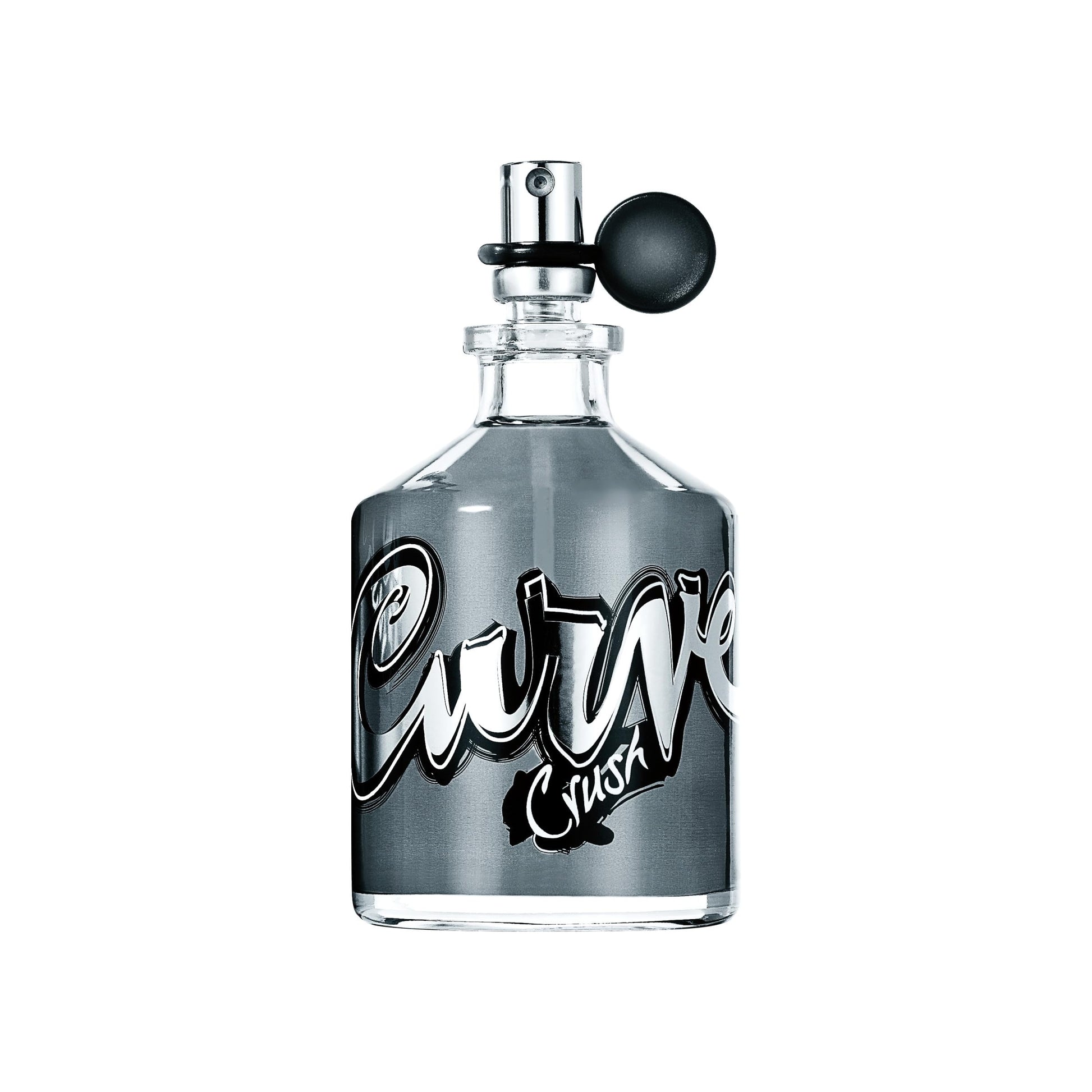 Curve Crush For Men Cologne 4.2 Fluid Ounces bottle placed next to its grey storage tin