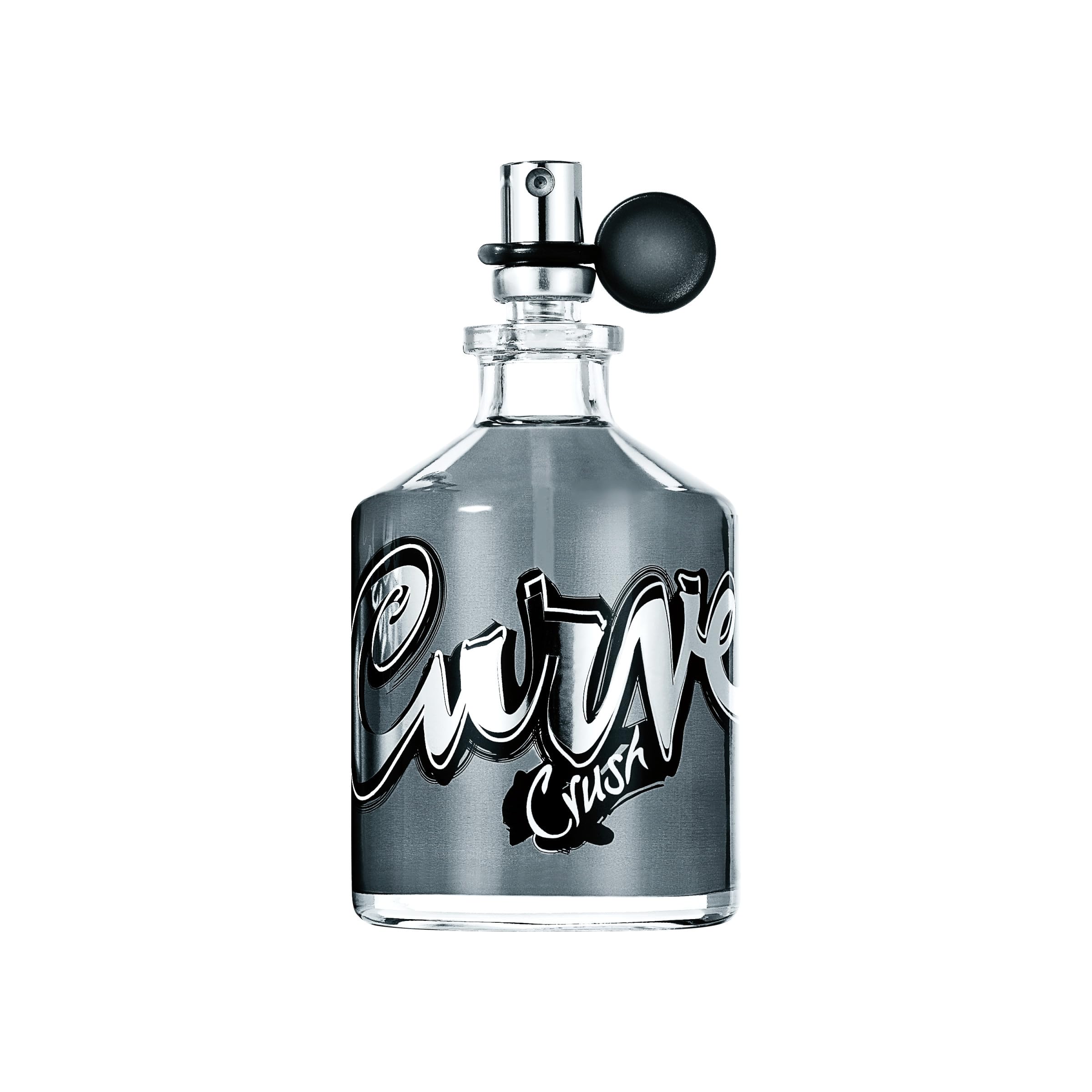 Curve Crush For Men Cologne 4.2 Fluid Ounces bottle placed next to its grey storage tin