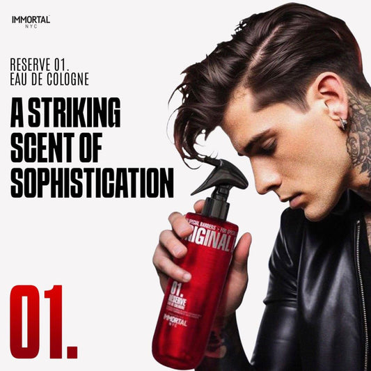 Close up of Immortal NYC Reserve 01 red bottle sprayer