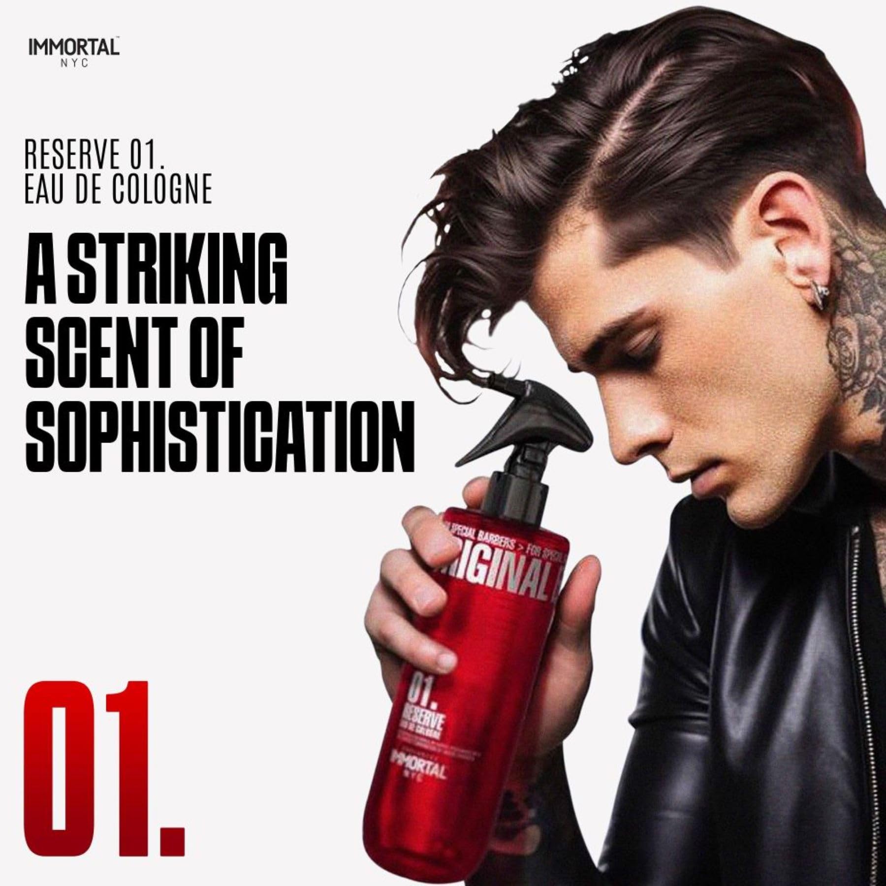 Close up of Immortal NYC Reserve 01 red bottle sprayer