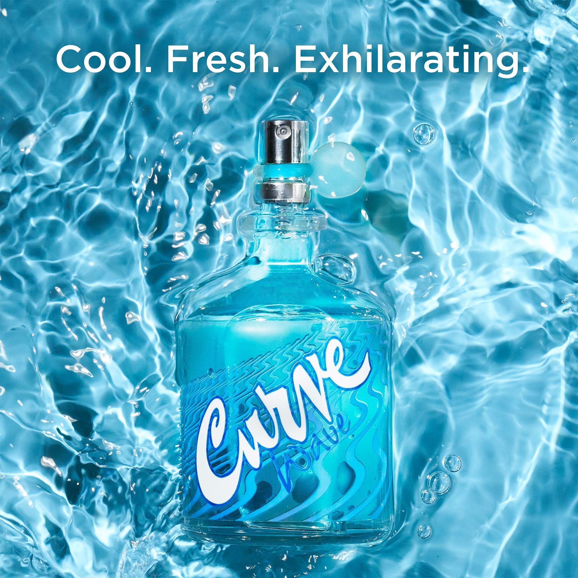 Authentic imported USA Curve Wave men perfume spray featuring light green glass bottle design