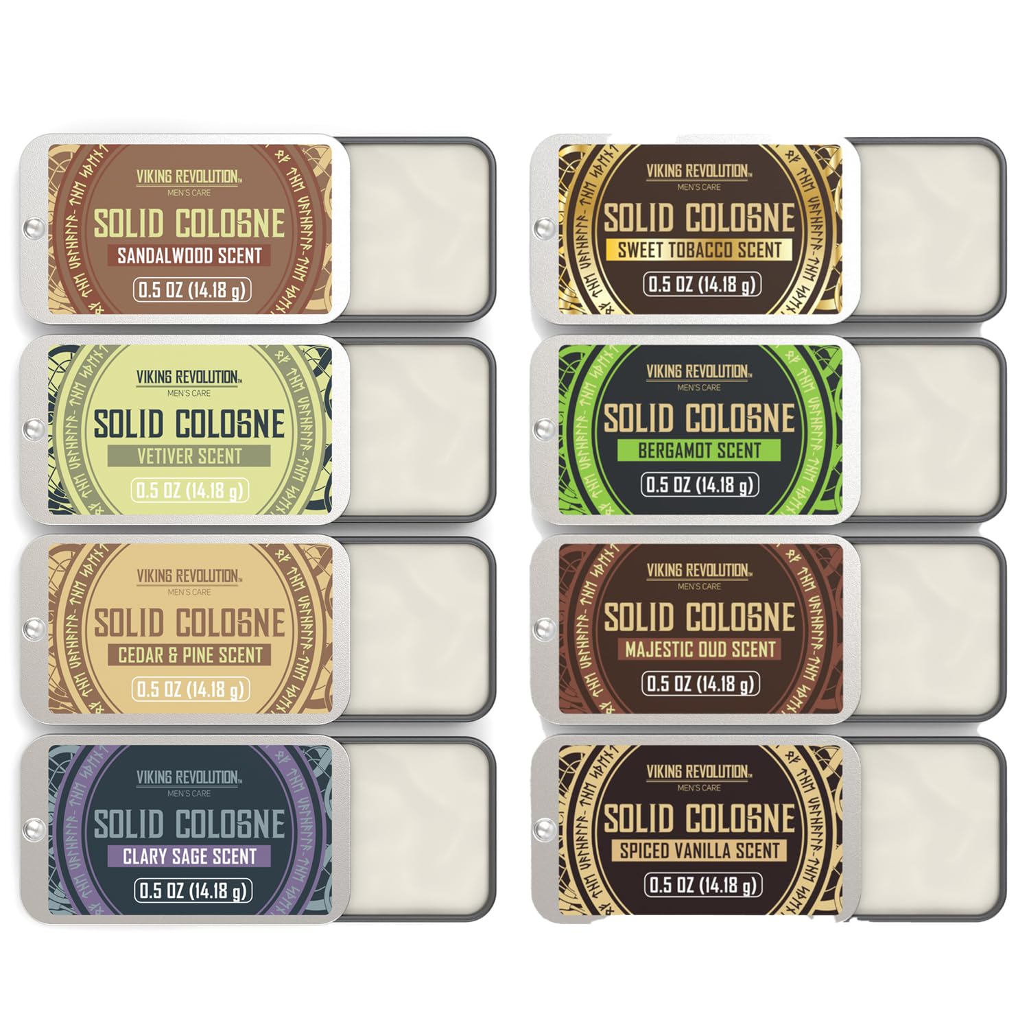 Viking Revolution solid cologne travel size balm tins assortment