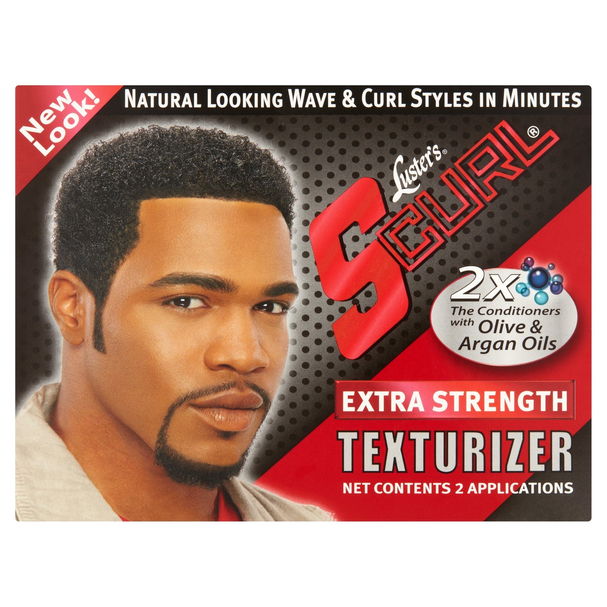 Top angle view of Luster S Curl extra strength hair system box showing authentic USA imported packaging.