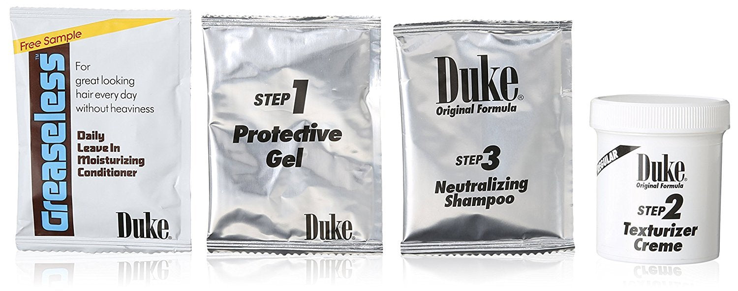 Complete contents of Duke men hair styling cream kit including gloves and application components