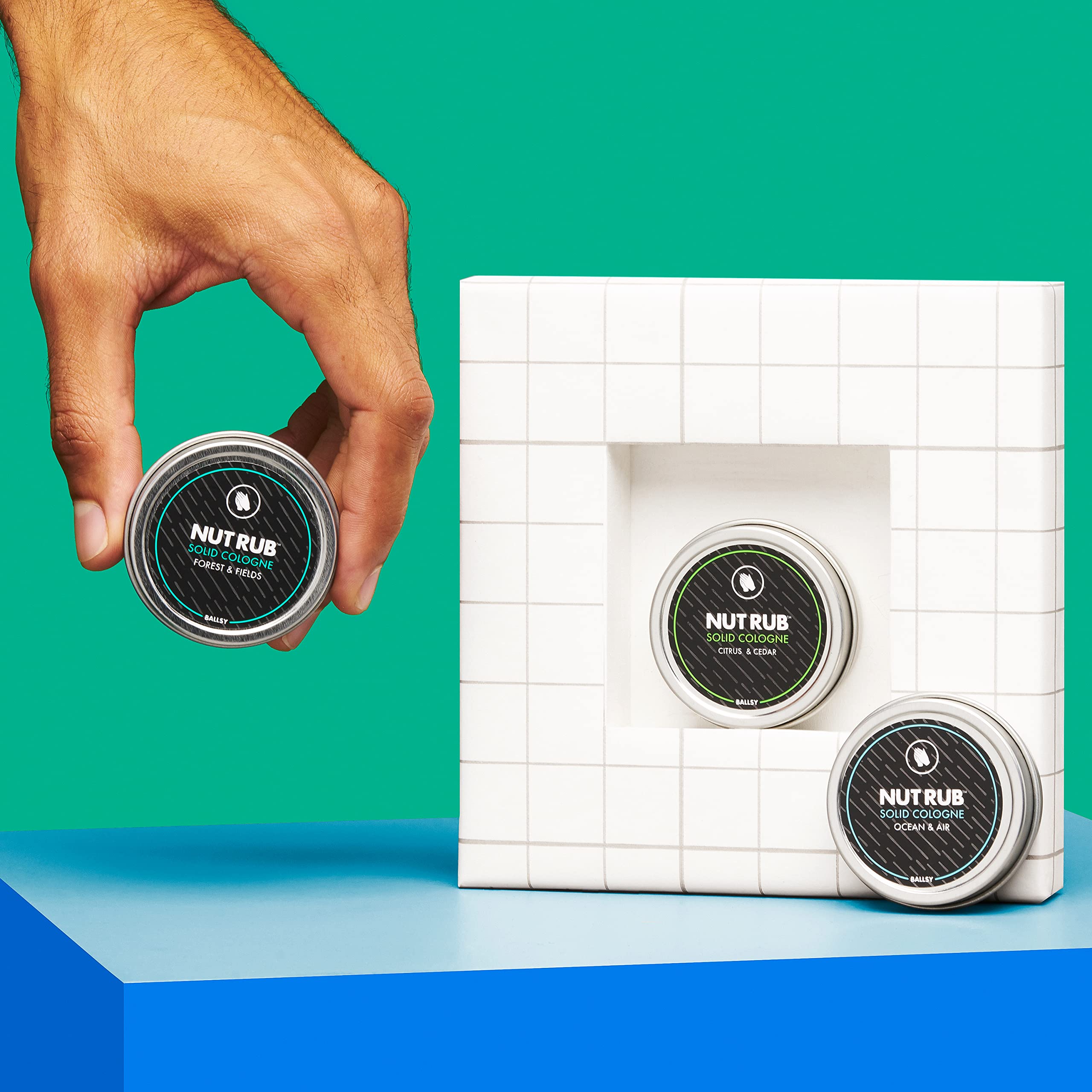 Ballsy Body and Groin Rub compact packaging for travel