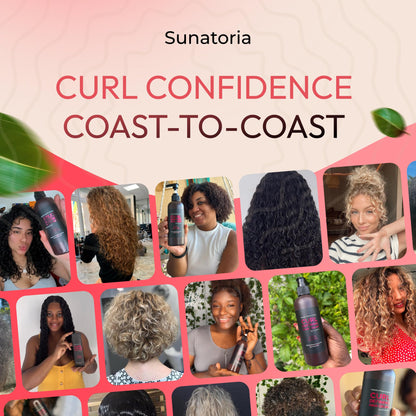 Sunatoria USA imported curl cream 240 ml bottle highlighting clean formulation suitable for wavy hair types