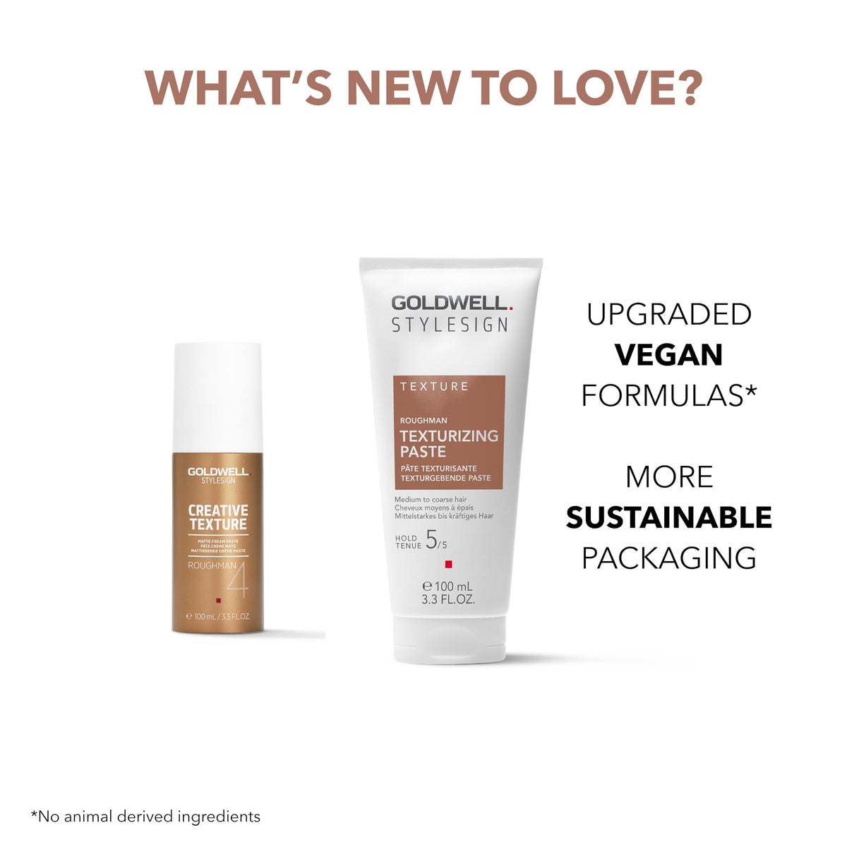 Back label of Goldwell Roughman texture paste displaying official ingredients list