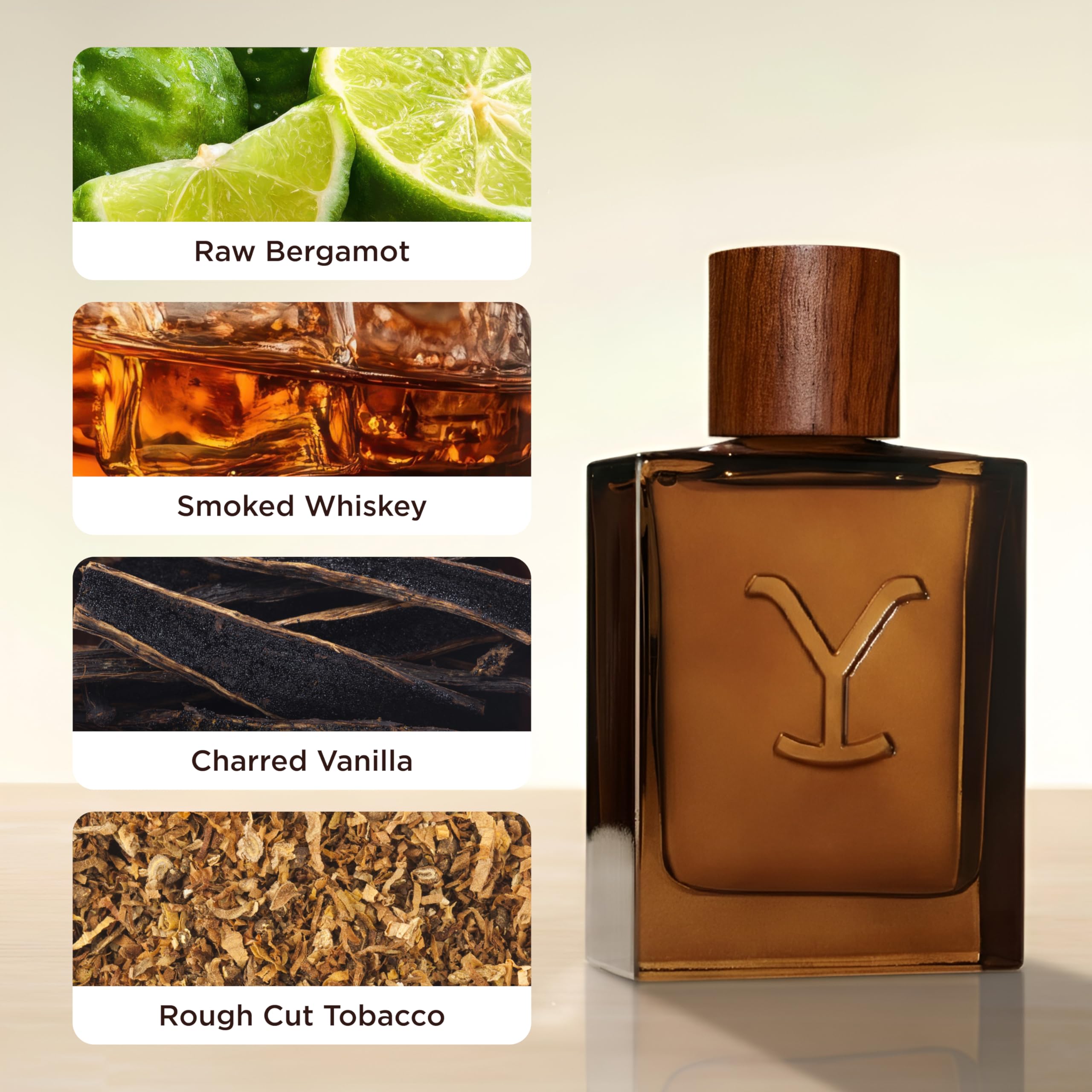 Authentic Tru Fragrance Beauty Yellowstone cologne bottle on a wooden surface