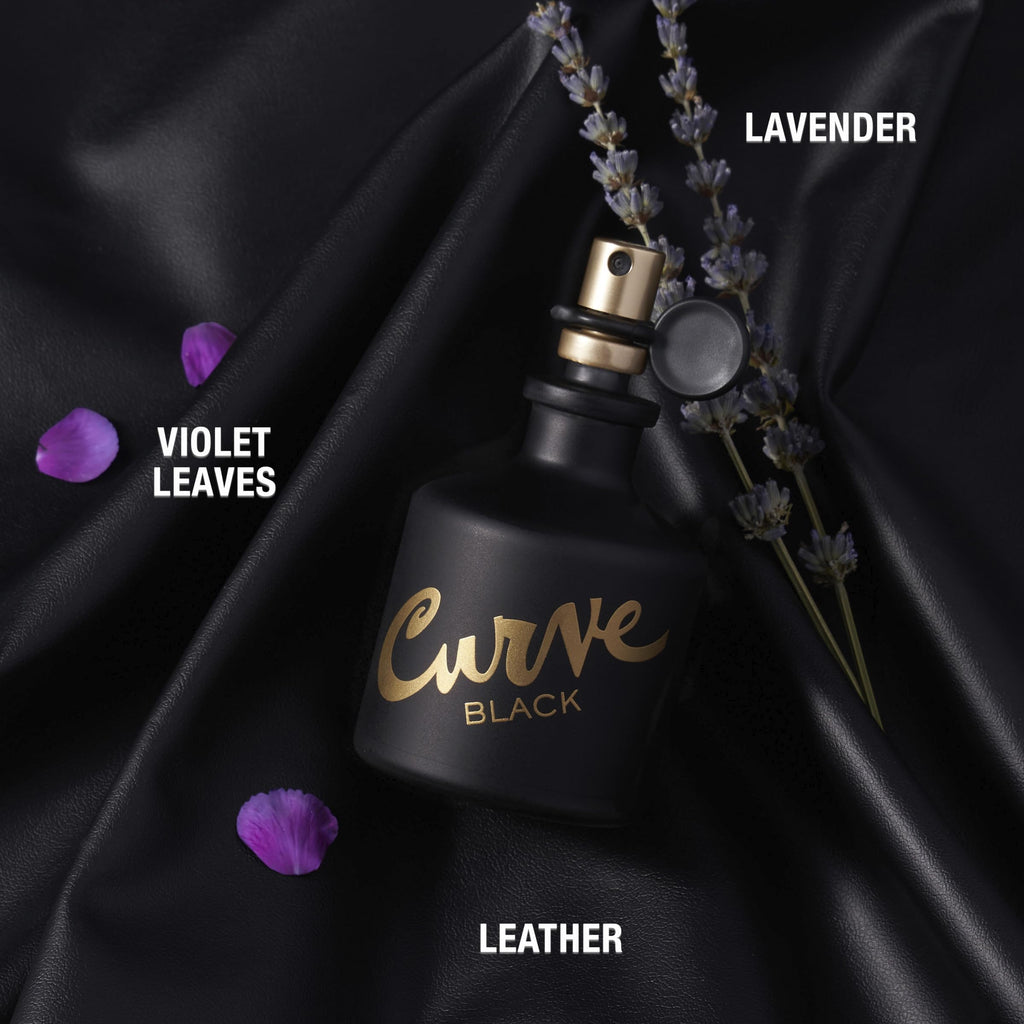 Close up of the Curve Black cologne label and packaging details