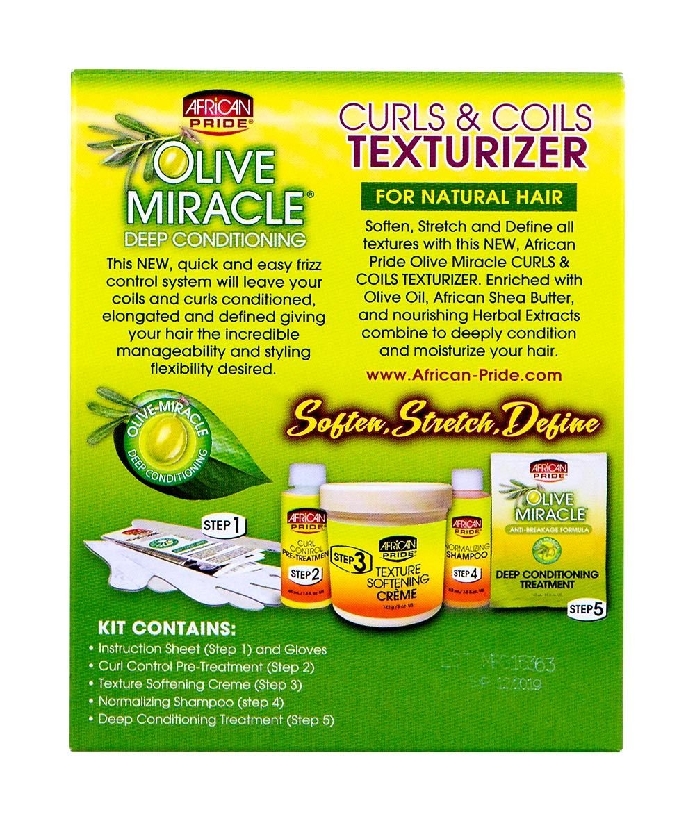 African Pride curl stretching texturizer single application kit contents and ingredients list