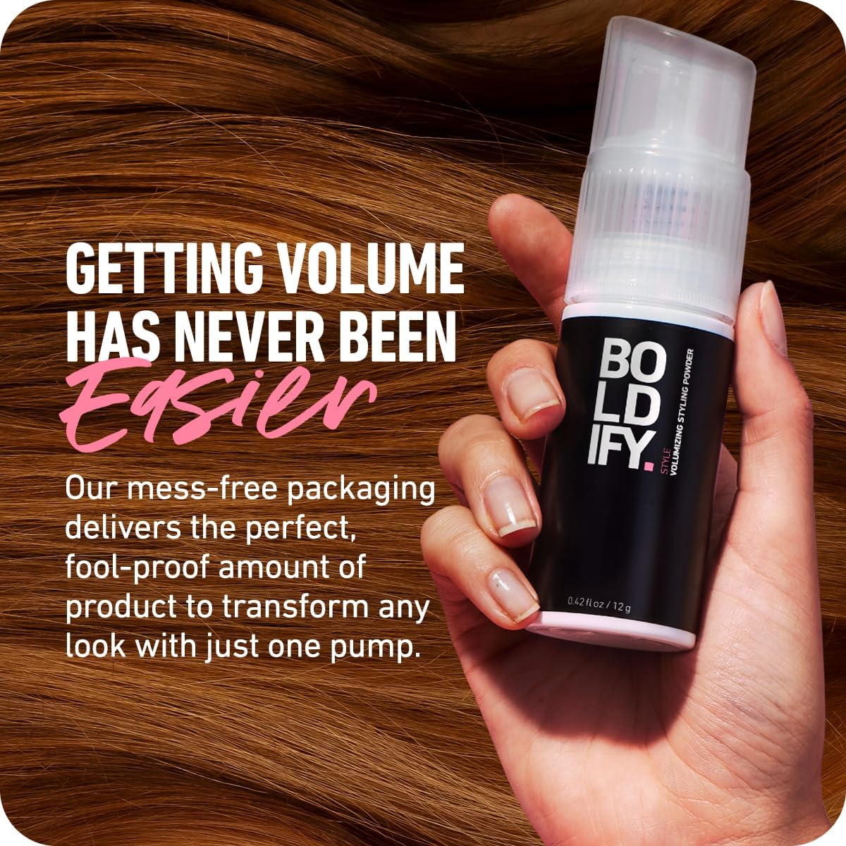 Boldify root lifter spray pump packaging top angle perspective