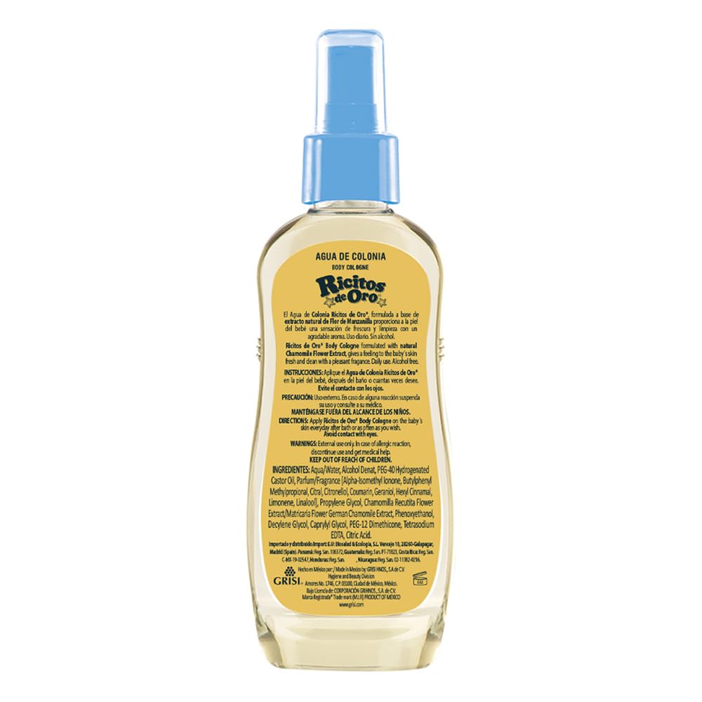 Authentic Grisi Ricitos Oro baby cologne packaging