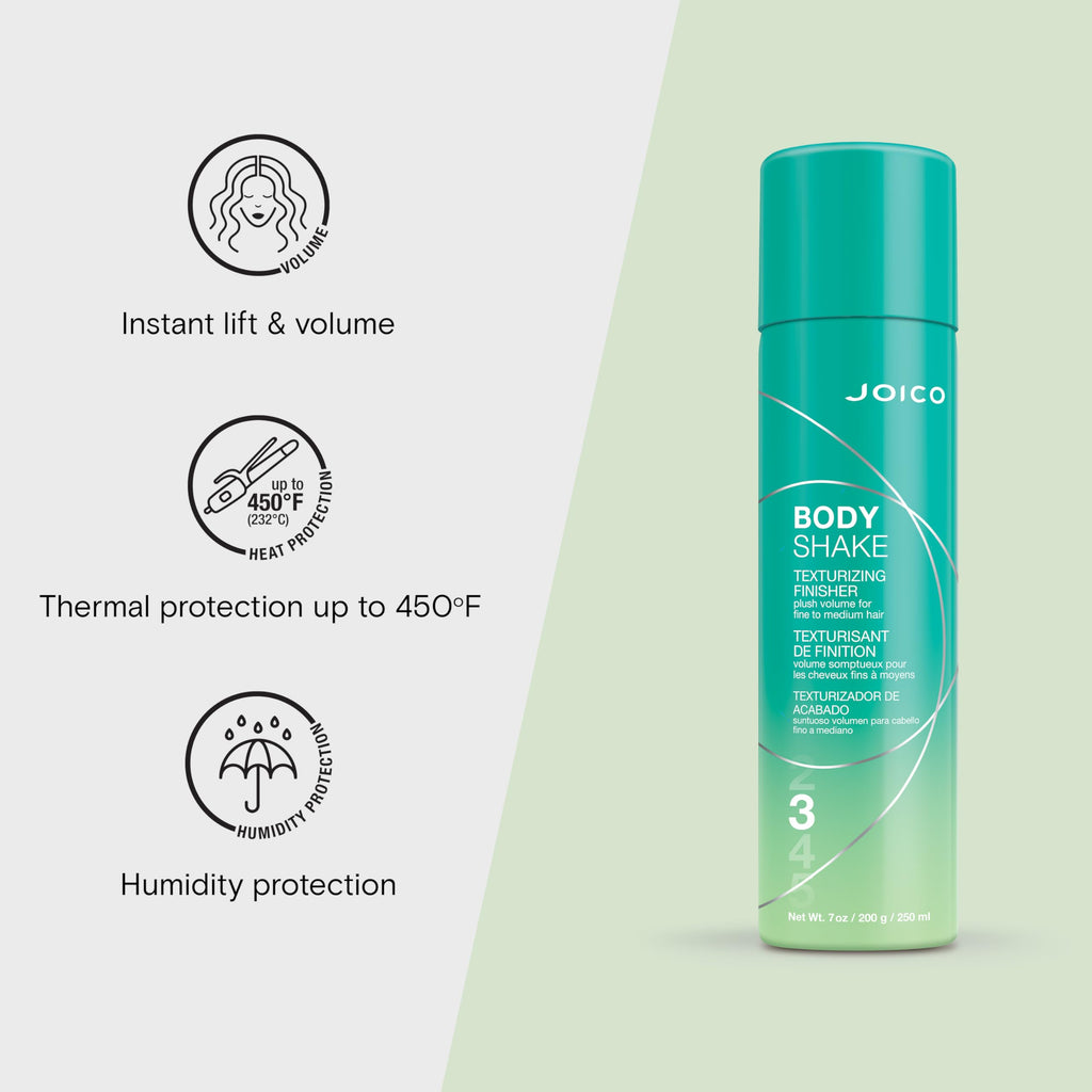Joico body shake product label showing instructions and paraben free claim